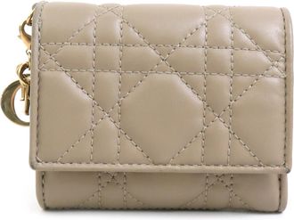Dior Beige Leather Wallet (Tri-Fold) (Pre-Owned)