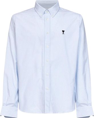 Ami Cotton Oxford Classic Shirt - Heren - Zakelijke Overhemden - Blauw - M - Katoen - Overhemden