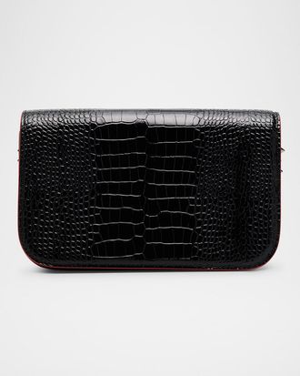 Christian Louboutin Paloma Small Croc-Embossed Leather Clutch