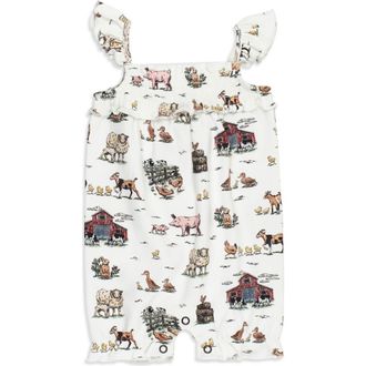 LOvedbaby Organic Cotton Bubble Romper in Farm Friends at Nordstrom, Size 18-24M