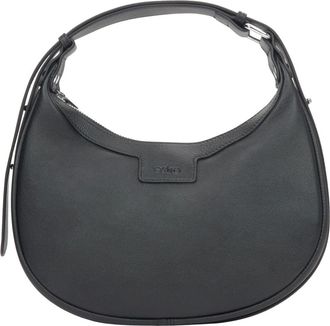 Estro & Luminara Tassen, Dames, Zwart, ONE Size, Leer, Half-Moon Leren Schoudertas