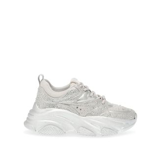 Steve Madden Womens Privy 751 Sneakers - Silver Fabric - Size UK 7