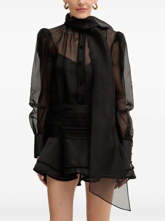 Retrof&ecirc;te Celandine ruffled mini dress - women - Polyester/Elastane/Silk - M - Black