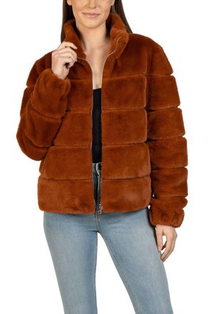 Love Token Alex Faux Fur Jacket In Golden