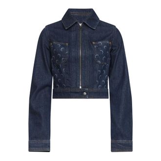 Marine Serre Denim Jackets, female, Blue, Size: XS Arden Trucker Jacket