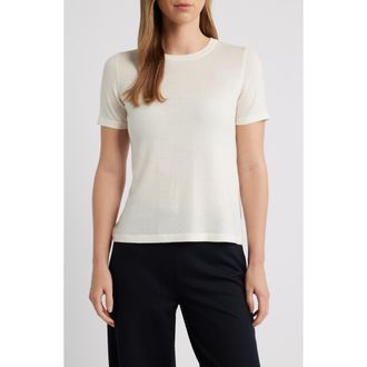 Anne Klein Luxe Washable Short Sleeve Wool Sweater in White Dove at Nordstrom, Size Small
