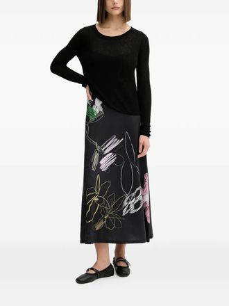 Desigual floral print slip midi dress (set of two) - Black