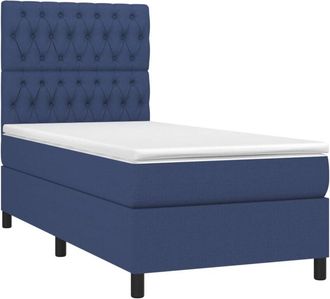 vidaXL Cama Box Spring Con Colch&oacute;n Tela Azul 90x200 Cm Vidaxl