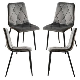 Regalos Miguel Packs Sillas Comedor - Pack 4 Sillas Lyke Terciopelo - Gris Oscuro