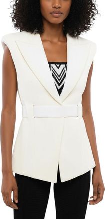 Balmain White Solid Peaked Lapel Blazer
