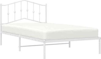 vidaXL Vidaxl - Metal Bed Frame without Mattress with Headboard White 100x200cm