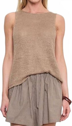 Enza Costa Linen Open Knit Tank Top In Flax