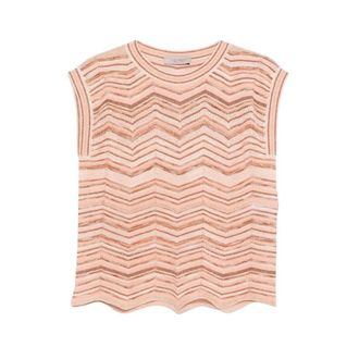 D.exterior Round-neck Knitwear, female, Pink, Size: M Chevron-pattern Sleeveless Top
