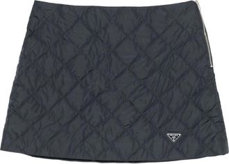 Prada Quilted Logo-plaque Mini Skirt