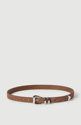 Brunello Cucinelli Reversed calfskin belt with chevron design in Hazelnut at Nordstrom, Size 100