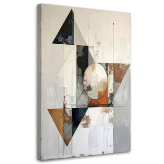 Feeby Cuadro En Lienzo, Abstracci&oacute;n Geom&eacute;trica En Blanco Gris Y Beige, 80x120