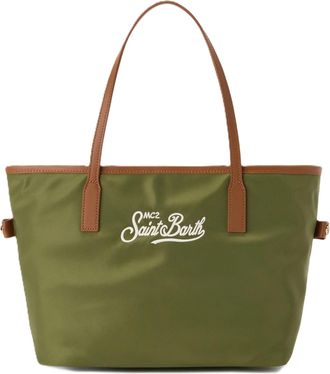 MC2 Saint Barth Mid-Sized Nylon Shoulder Bag with Logo Print and Zip Closure