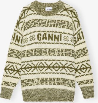 Ganni Green Wool Pullover - Size XXS Organic