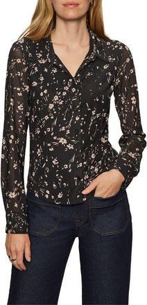 Sanctuary Mesh Button-Down Shirt in Edelweiss Black at Nordstrom, Size Medium