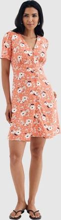 Finery Orlagh Floral Short Dress in Orange Floral at Nordstrom, Size 20