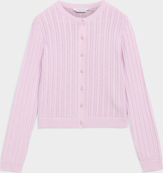 Contemporaine Womens Small rose buttons pointelle Cardigan Sweater