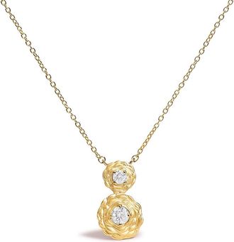 House of Brilliance 14K Yellow Gold Plated Sterling Silver 1/2 Cttw Lab Grown Diamond Rose Pendant Necklace in Yellow Gold Over Silver at Nordstrom