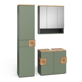 Vicco Juego De Muebles De Ba&ntilde;o De 3 Piezas Eden, Verde/artesano, 3 Partes, Vicco