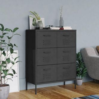 Berkfield Home Drawer Cabinet Anthracite 80x35x101.5 cm Steel in Black