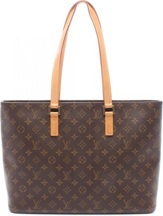 Louis Vuitton Brown Monogram Coated Canvas Leather Handbag Tote Bag (Pre-Owned)
