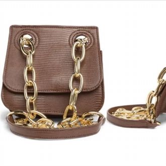 House of Want Womens Lizard Embossed Vegan Shoulder Bag In Brown