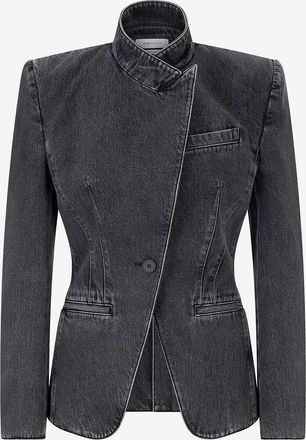 Alexander McQueen Ausgewaschener Denim-Blazer Twisted Spliced