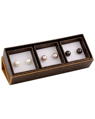 Splendid Pearls Plated Silver 8-8.5mm Freshwater Pearl Drop Earrings