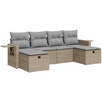 vidaXL Vidaxl - Set Divano da Giardino 6 pz con Cuscini Beige in Polyrattan