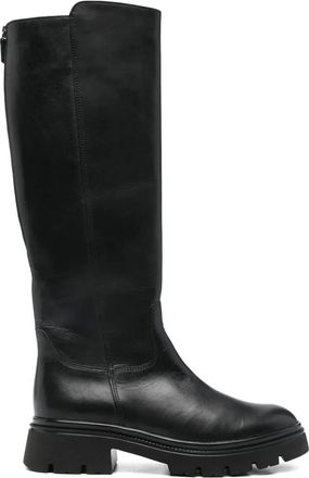 Gabor lug-sole zip leather boots - women - Calf Leather/Rubber/Fabric - 38 - Black