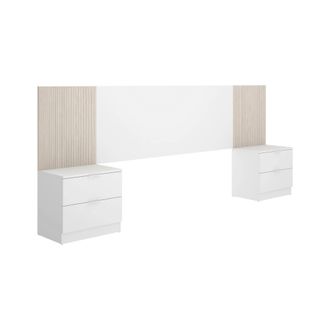 Dmora Cabecero De Cama Cernera, Atr&aacute;s, Cabecero De Dormitorio, Reposacabezas, 259x34 H106 Cm, Blanco Y Roble - Dmora
