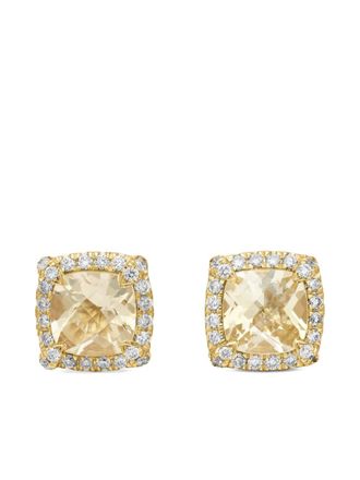 David Yurman 18kt yellow gold Petite Chatelaine citrine and diamond stud earrings (5mm) - women - Diamond/18kt Gold/Citrine - OS