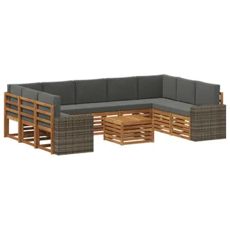 vidaXL Set Di Divani Da Esterno 10 Pz Naturale E Antracite Poliestere Vidaxl
