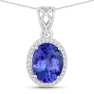 Diana M. Jewels Tanzanite ( AAA ) Oval 10x7.80mm ( Height: 5mm ) - 1Pc + White Diamond F/C Round 1mm( I1-I2/I color ) - 30Pcs ( J Back )