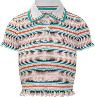 Casablanca Gestreefd Shirred Polo - Dames - Polos - Veelkleurig - S - Katoen - Tops