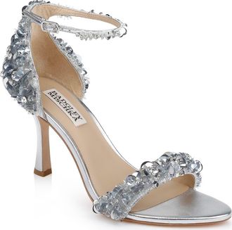 Badgley Mischka Ankle Strap Sandal in Silver Metallic at Nordstrom, Size 8.5