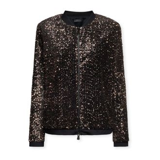 Elena Miro Jassen, Dames, Bruin, M, Polyester, Sequin bomberjack