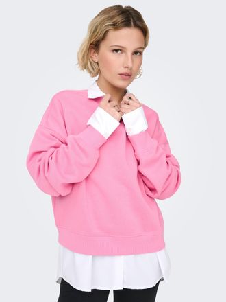 Only Sweatshirt ONLY ONLBEST L/S CREW NECK SWT NOOS, Damen, Gr. S, sachet pink, Sweatware, Obermaterial: 65% Polyester, 35% Baumwolle, unifarben, regular f