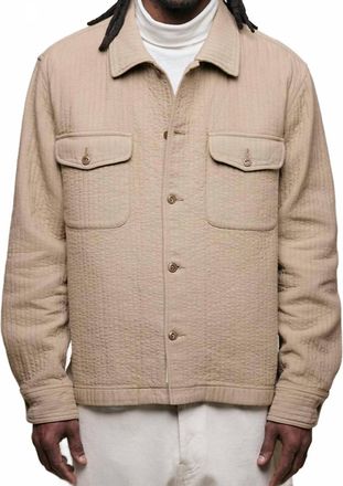 Merz b. Schwanen Padded Cotton Long Sleeve Overshirt In Dusted Khaki