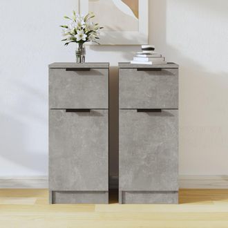 vidaXL Aparador 2 Uds Madera Contrachapada Gris Hormig&oacute;n 30x30x70 Cm Vidaxl