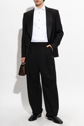 Dolce & Gabbana Pleated Wool Trousers, Mens, Black