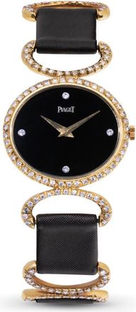 Piaget Pre-owned Piaget Vintage Hand Wind Diamond Black Dial Ladies Watch 9802 DB