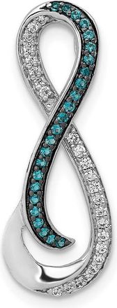 Diamond2Deal 14k White Gold 1/5 carat White and Blue Diamond Infinity Chain Slide