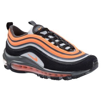 Nike Air Max 97 GS Textile Leather Youth Lace Up Trainers - Wolf Grey Total Orange - Size:UK 4.5