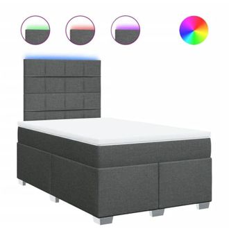 vidaXL Cama Box Spring Con Colch&oacute;n Tela Gris Oscuro 120x200 Cm Vidaxl