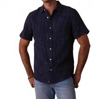 The Normal Brand Freshwater Short Sleeve Button Up Shirt In Ocean